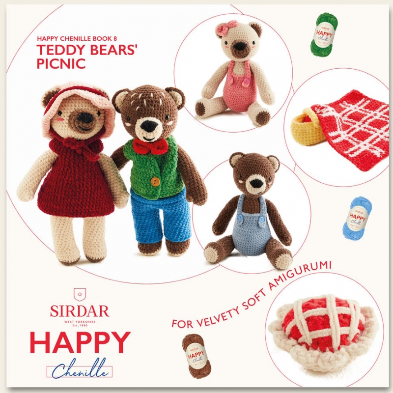 Happy Chenille Book 8 (Teddy Bears Picnic) Amigurumi Crochet Patterns Sirdar